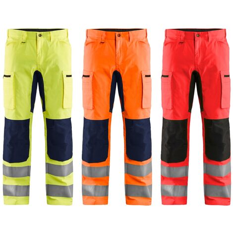 Pantaloni alta visibilità stretch Blaklader 1585 - 46 - Blu/Giallo