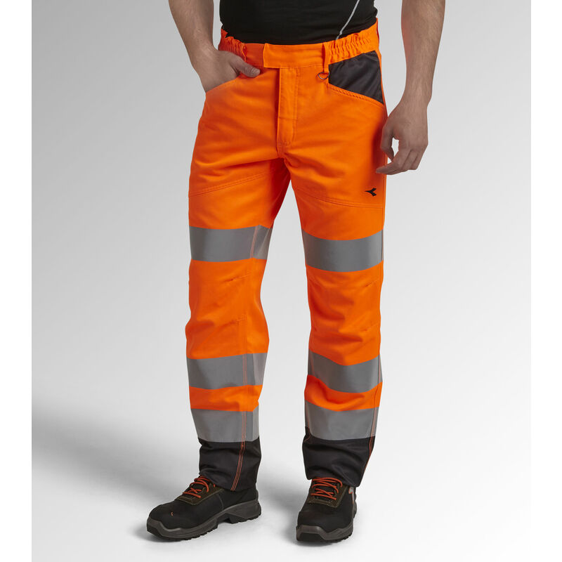 diadora - pantalon haute visibilité utility hv pant cargo - m - orange - orange