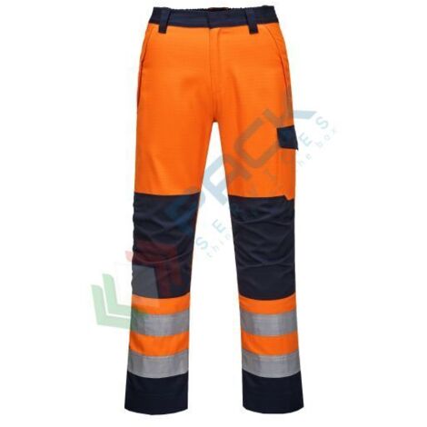 Pantaloni arancione/navy Modaflame Ris Colore: Arancione/marine Taglia L - Portwest