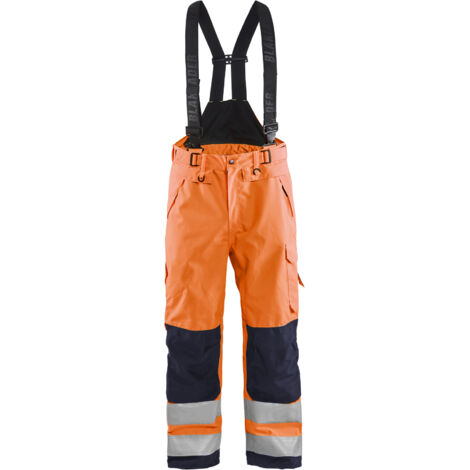 Pantaloni con bretelle in hard shell ad alta visibilità 1867 - Arancione fluorescente/Marine XL - FR(48) - SE(C54) - Standard