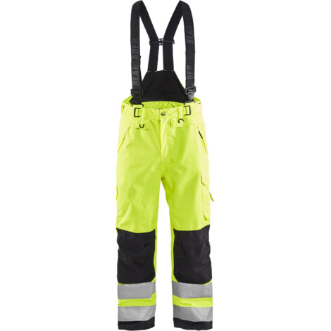 Pantaloni con bretelle in hard shell ad alta visibilità 1867 - Giallo fluorescente/Nero 4XL - FR(58) - SE(C64) - Corti