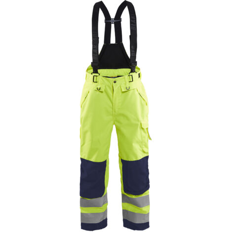 Pantaloni con bretelle in hardshell ad alta visibilità 1867 - Giallo fluorescente/Marine M - FR(44) - SE(C50) - Corti