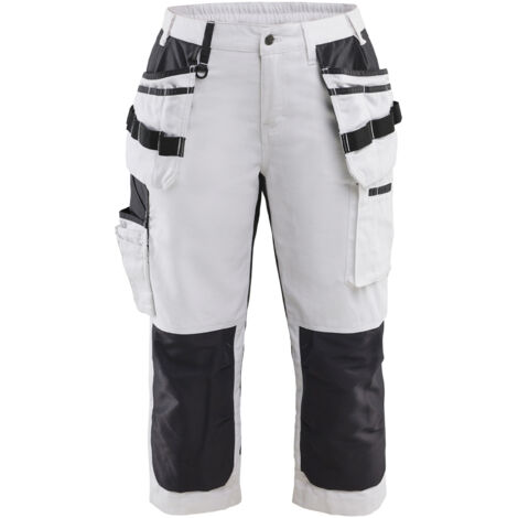 Pantaloni corti da lavoro per pittore stretch donna 7109 - Bianco/Nero L - FR(44) - SE(C42) - Standard