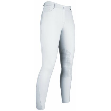 Pantaloni da equitazione bambina con rinforzo in silicone sul ginocchio modello Sunshine Competition: 9/10 anni - 146 cm, 1200 bianco
