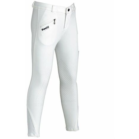 Pantaloni da equitazione bambina ideale 4 stagioni peso 300g con grip ginocchio: 6 anni, bianco (01)