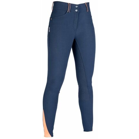 Pantaloni da equitazione donna con grip totale modello Lyon: 50, blu scuro 6900