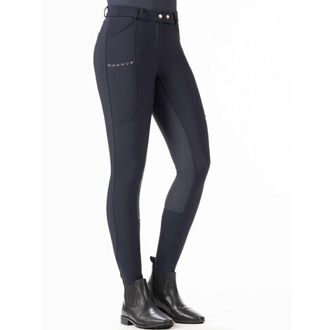 Pantaloni da equitazione donna con silicone totale modello Rosegold Glamour: 48, nero /rosa oro