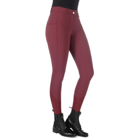 Pantaloni da equitazione donna modello Livigno full grip a vita alta: 42 IT, bordeaux