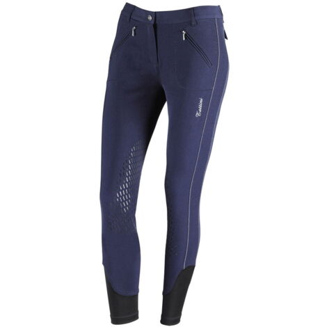 Pantaloni da equitazione donna Petunia con grip antiscivolo: 44 IT, Blu con Impunture Grigie 09