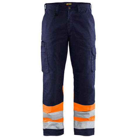 Pantaloni da lavoro ad alta visibilità 1564 - Blu navy/Arancione fluorescente XS - FR(38) - SE(C44) - Norme