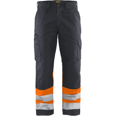 Pantaloni da lavoro ad alta visibilità 1564 - Grigio medio/Arancione fluorescente XS - FR(38) - SE(C44) - Corti