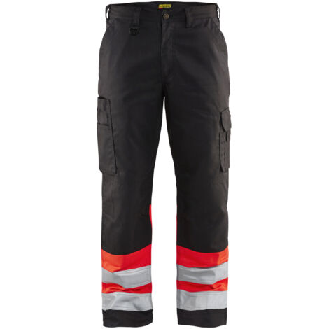 Pantaloni da lavoro ad alta visibilità 1564 - Nero/Rosso fluorescente 6XL - FR(64) - SE(C70) - Corti