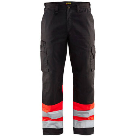 Pantaloni da lavoro ad alta visibilità 1564 - Nero/Rosso fluorescente L - FR(46) - SE(C52) - Norme