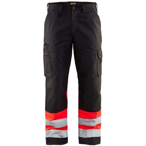 Pantaloni da lavoro ad alta visibilità 1564 - Nero/Rosso fluorescente S - FR(40) - SE(C46) - Standard