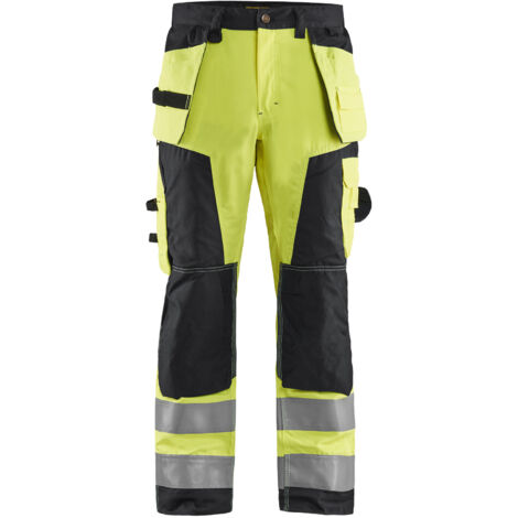 Pantaloni da lavoro ad alta visibilità artigianale 1568 - Giallo fluorescente/Nero M - FR(42) - SE(C48) - Norme