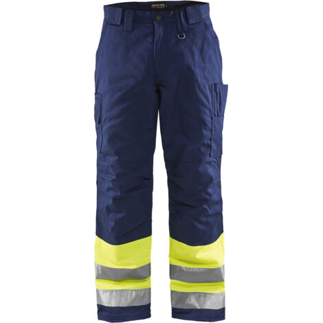 Pantaloni da lavoro ad alta visibilità inverno 1862 - Giallo fluorescente/Marine 4XL - FR(58) - SE(C64) - Corti