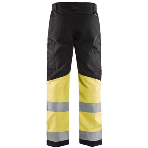 Pantaloni da lavoro ad alta visibilità stretch 1551 - Nero/Giallo fluorescente XS - FR(38) - SE(C44) - Norme