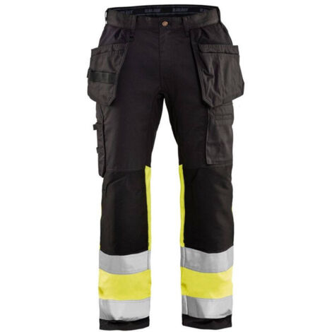 Pantaloni da lavoro ad alta visibilità stretch 1558 - Nero/Giallo fluorescente S - FR(40) - SE(C46) - Standard