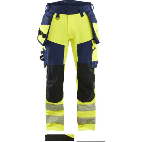 Pantaloni da lavoro ad alta visibilità stretch 4D 1122 - Giallo/Blu navy L - FR(46) - SE(C52) - Corti