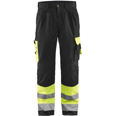 Pantaloni da lavoro alta visibilità artigianale 1584 - Giallo fluorescente/Nero 3XL - FR(56) - SE(C62) - Standard
