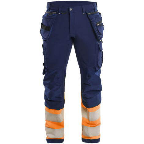 Pantaloni da lavoro alta visibilità artigianale stretch 4D 1993 - Blu navy/Arancione fluorescente M - FR(42) - SE(C48) - Corti