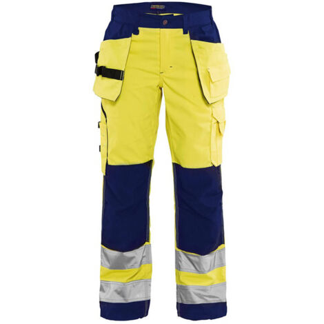 Pantaloni da lavoro alta visibilità donna 7156 - Giallo fluorescente/Navy M - FR(42) - SE(C40) - Standard