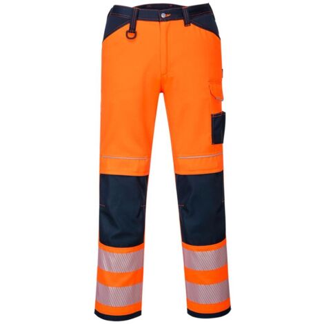 Pantaloni da lavoro alta visibilità PORTWEST PW3 Arancione / Marina 42