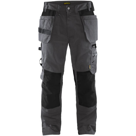 Pantaloni da lavoro artigianali senza tasche flottanti 1555 - Grigio scuro/Nero S - FR(40) - SE(C46) - Corti