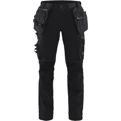 Pantaloni da lavoro artigianali stretch donna 7130 - Nero/Nero XL - FR(48) - SE(C46) - Corti