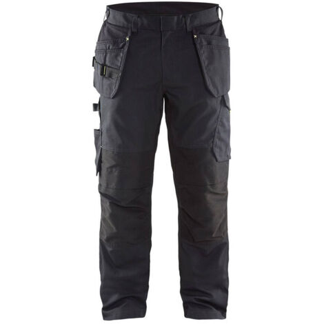Pantaloni da lavoro con tasche flottanti elasticizzati 1496 - Nero/Giallo fluorescente XS - FR(38) - SE(C44) - Standard