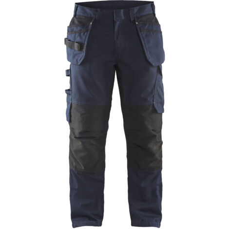 Pantaloni da lavoro con tasche flottanti stretch 1496 - Blu navy/Giallo fluorescente 4XL - FR(58) - SE(C64) - Corti