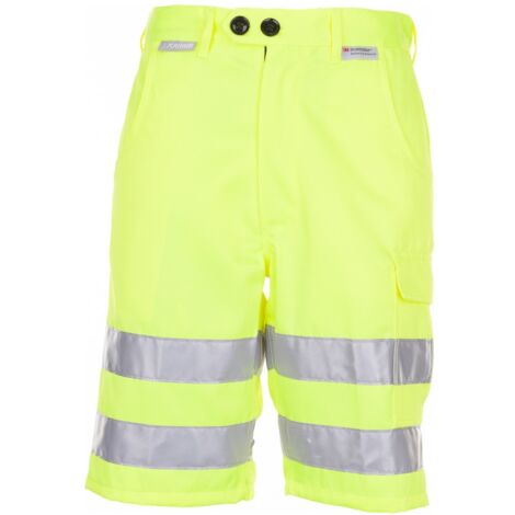 Pantaloni da lavoro corti alta visibilità tinta unita giallo taglia XXL