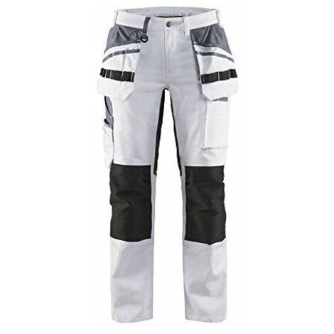Pantaloni da lavoro da pittore elasticizzati donna 7910 - Bianco/Nero M - FR(42) - SE(C40) - Standard