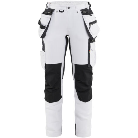 Pantaloni da lavoro da pittore stretch 4D donna 7179 - Bianco/Grigio scuro M - FR(40) - SE(C38) - Standard