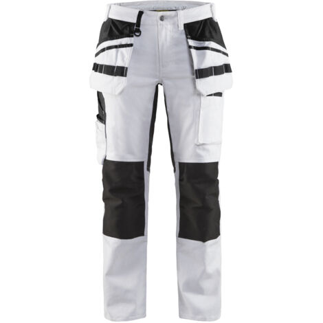 Pantaloni da lavoro da pittore stretch donna 7910 - Bianco/Nero M - FR(40) - SE(C38) - Standard