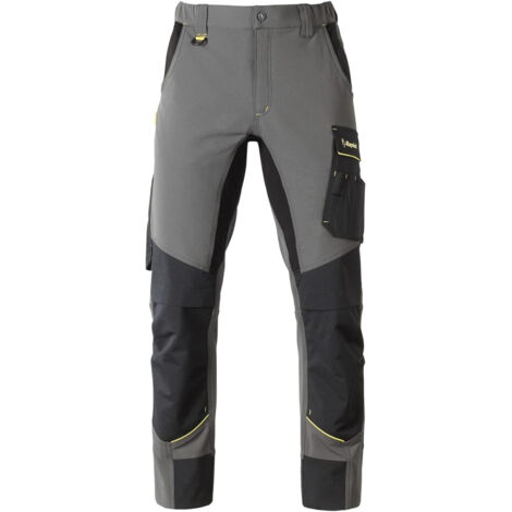 PANTALONI DA LAVORO DYNAMIC ELASTICIZZATI GRIGIO TG. S-XXL TASCHE PORTAUTENSILI, "XXL"