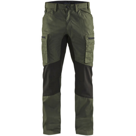 Pantaloni da lavoro elasticizzati 1459 - Verde militare/Nero S - FR(40) - SE(C46) - Corti
