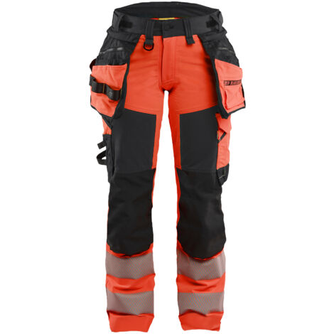Pantaloni da lavoro elasticizzati 4D alta visibilità donna 7022 - Rosso/Nero XL - FR(48) - SE(C46) - Corti