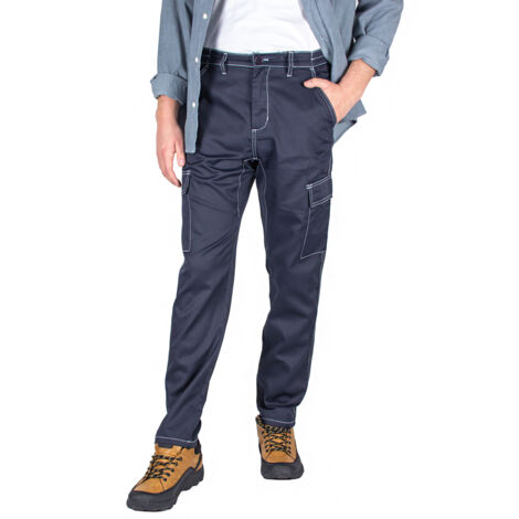 Pantaloni da lavoro FIRI, pantaloni da combattimento, blu navy da uomo, XL, alti fino alla vita, pantaloni BHP