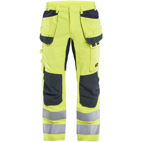 Pantaloni da lavoro multinormativi con stretch 1587 - Giallo fluorescente/Marine L - FR(46) - SE(C52) - Standard