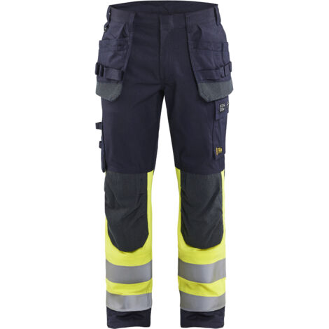 Pantaloni da lavoro multinormativi inerenti 1489 - Blu navy/Giallo fluorescente XL - FR(48) - SE(C54) - Corti