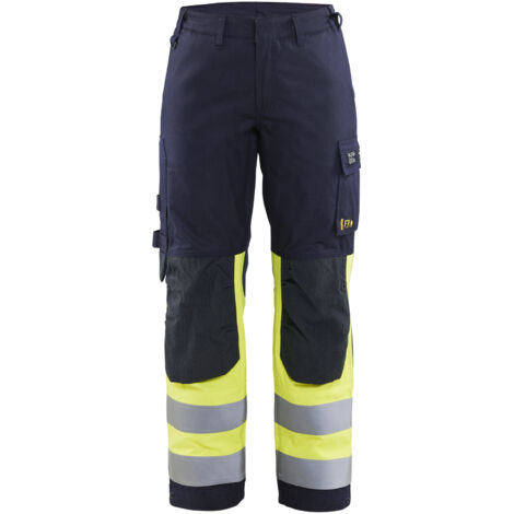 Pantaloni da lavoro multinormativi per donna 7188 - Blu navy/Giallo fluorescente XL - FR(48) - SE(C46) - Norme