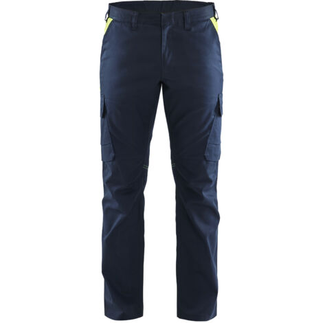 Pantaloni da lavoro per l'industria stretch 2D 1444 - Blu marino/Giallo 6XL - FR(64) - SE(C70) - Corti