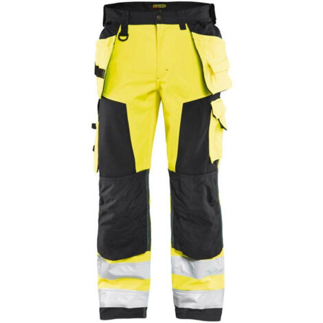 Pantaloni da lavoro softshell alta visibilità 1567 - Giallo fluorescente/Nero 3XL - FR(54) - SE(C60) - Norme