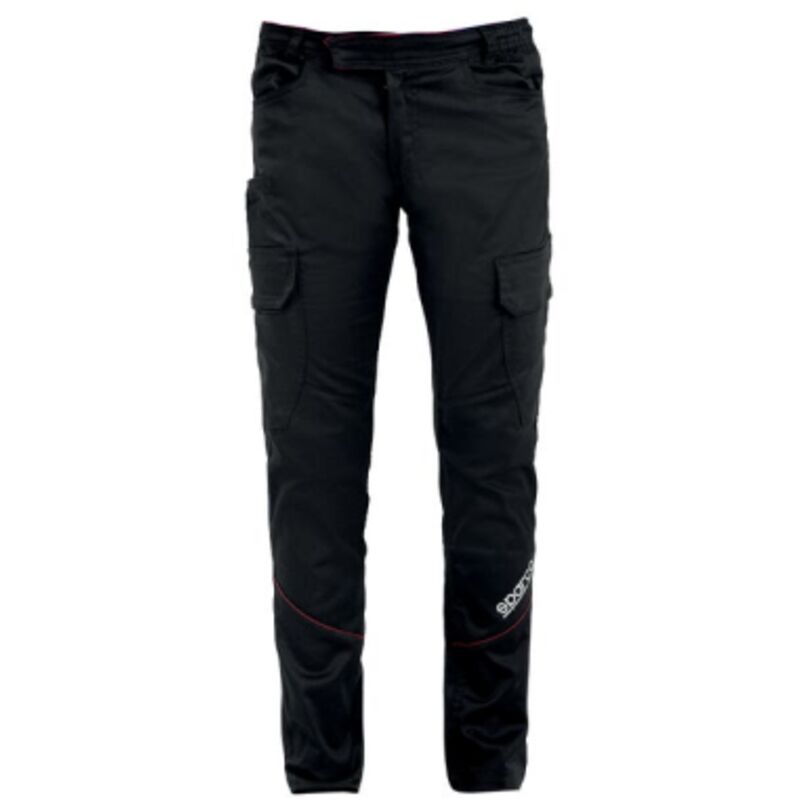 Boston pantalone tecnico base cargo da lavoro Tg.XXL multitasche nero in cotone canvas elasticizzato con inserti imbottiti sulle ginocchia Nero xxl
