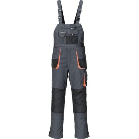 Pantaloni da uomo con bretelle taglia 48, grigio scuro/nero/arancione