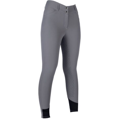 Pantaloni donna estivi da equitazione vita alta con silicone totale e caviglie elasticizzate modello Essentials Tampa: 48 IT, Azzurro fumo