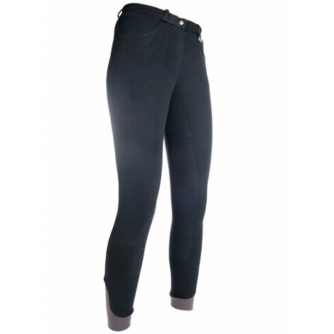 Pantaloni equitazione bimba con grip totale in silicone e caviglie elasticizzate modello Kate: 14/15 anni - 176 cm, Nero 9100