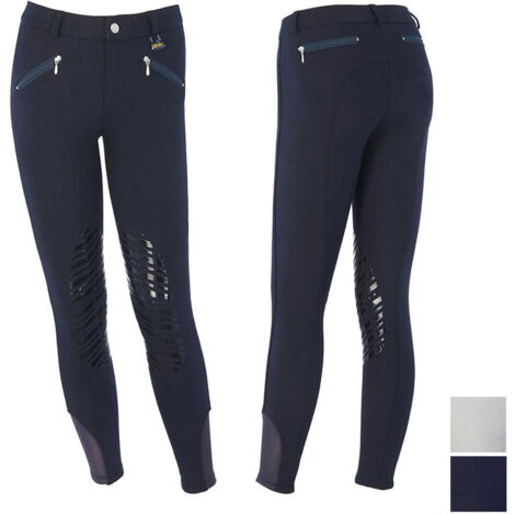Pantaloni equitazione Winner per bambino in microfibra di cotone e grip in silicone : 9/10 anni, bianco