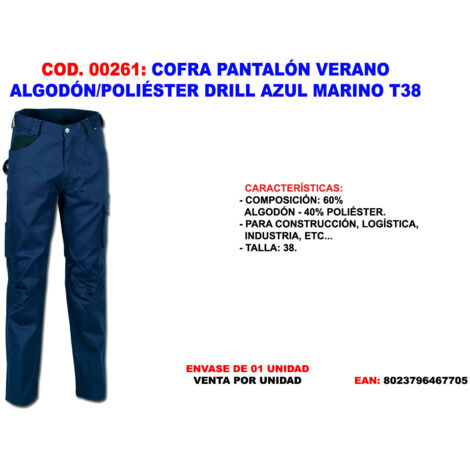 Pantaloni estivi T38 in cotone drill e poliestere blu navy